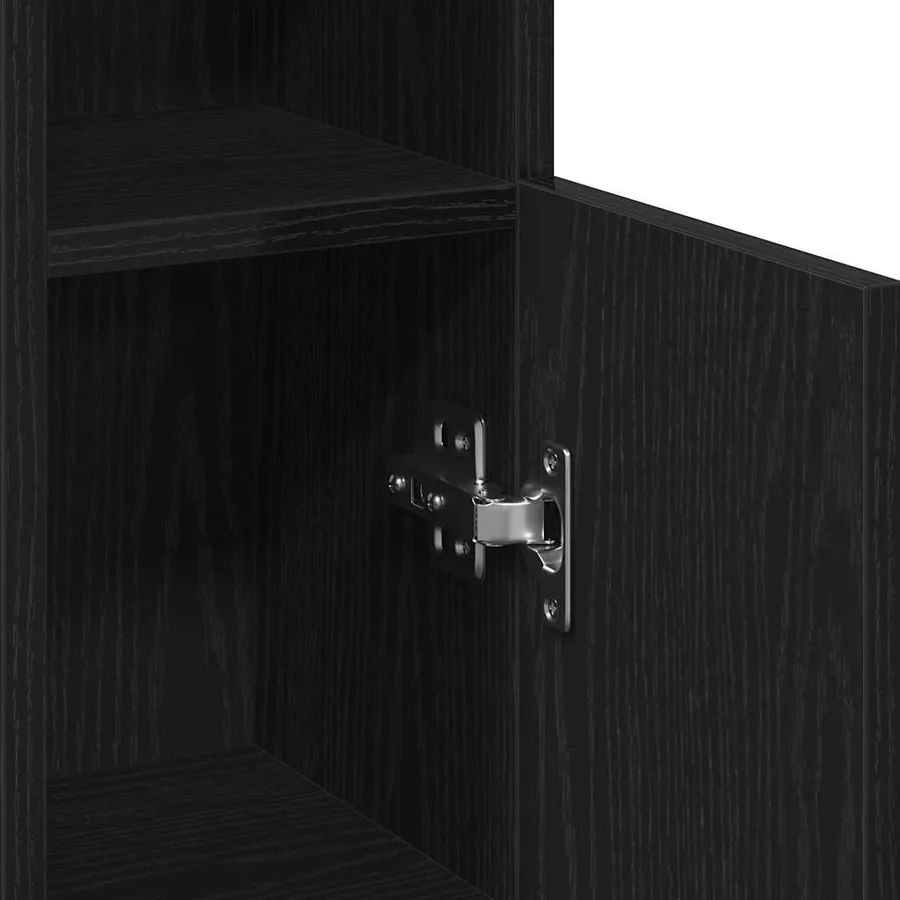 Meuble de salle de bain avec porte-rouleau noir 20,5x22x90 cm - 10