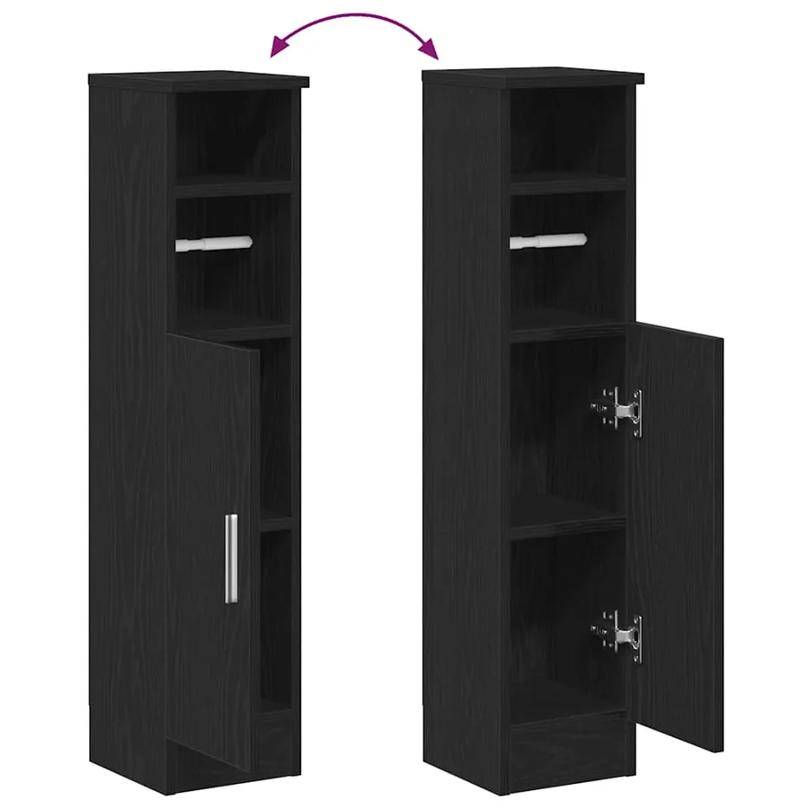 Meuble de salle de bain avec porte-rouleau noir 20,5x22x90 cm - 8