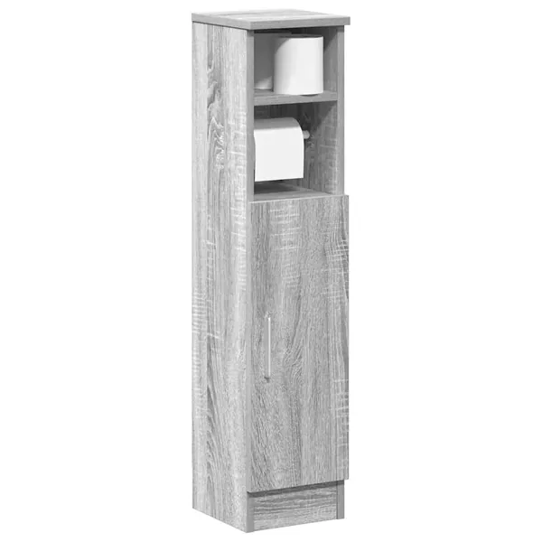 Meuble de salle de bain avec porte-rouleau sonoma gris