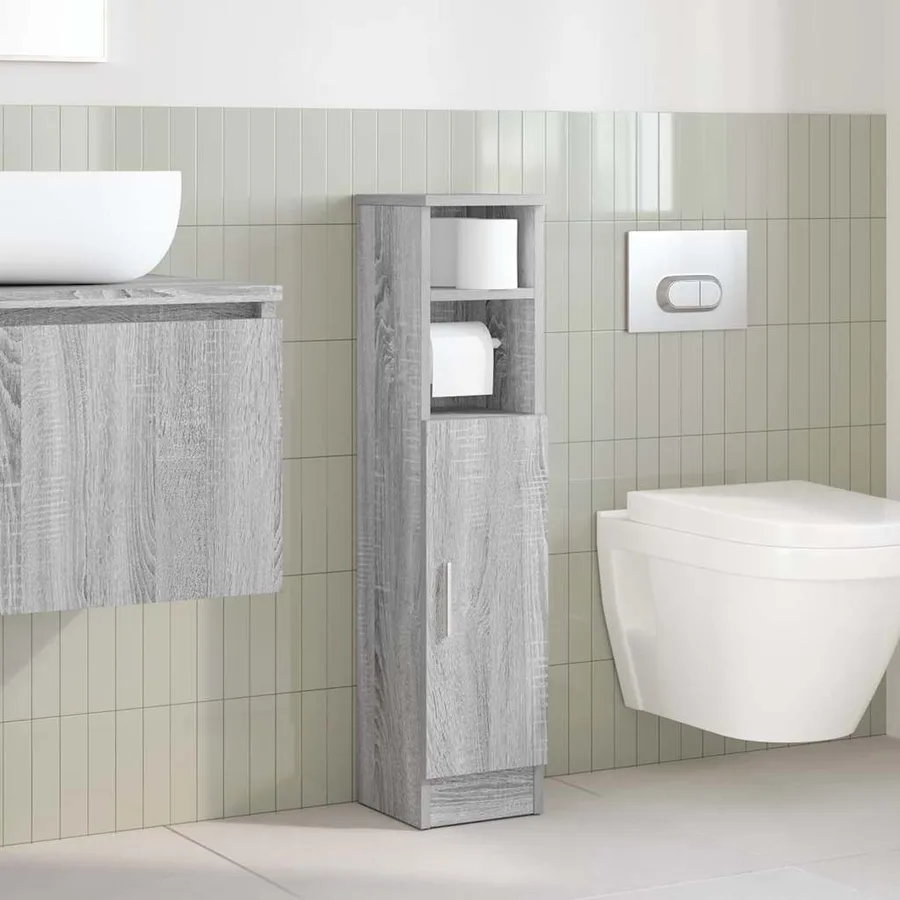 Meuble de salle de bain avec porte-rouleau sonoma gris - 3