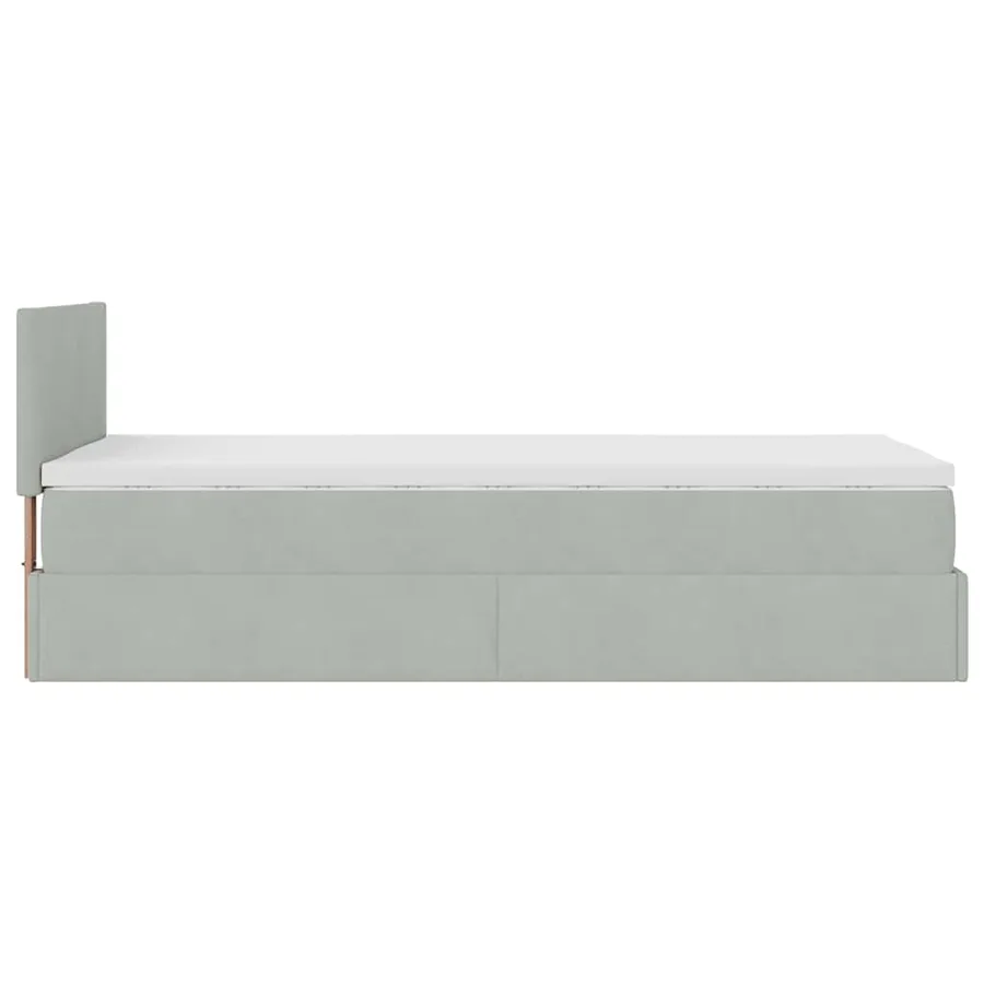 Cadre de lit ottoman et matelas gris clair 90x190 cm velours - 10