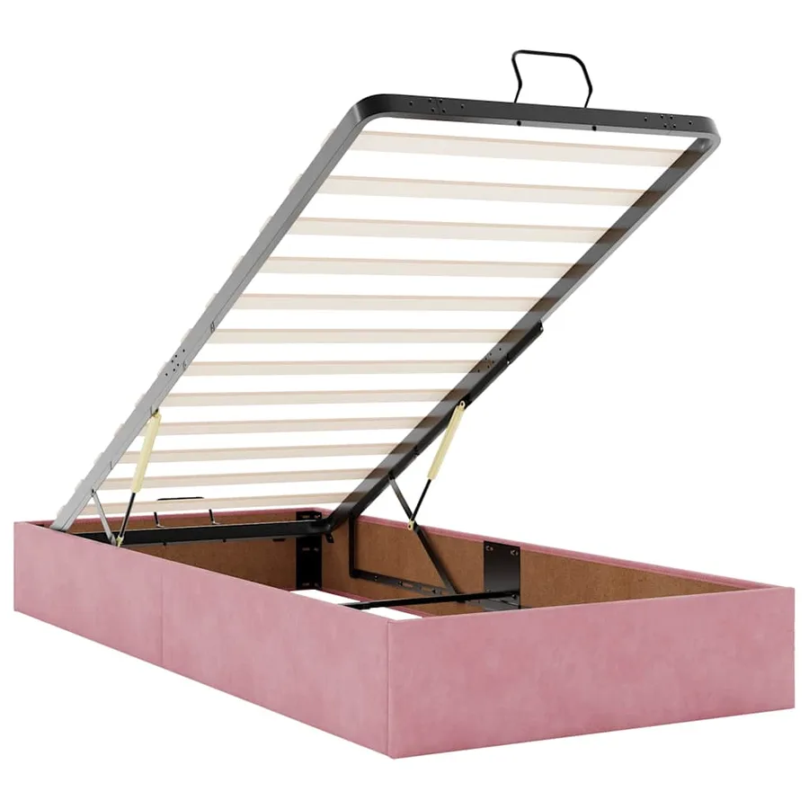 Cadre de lit ottoman sans matelas rose 90x190 cm velours - 10