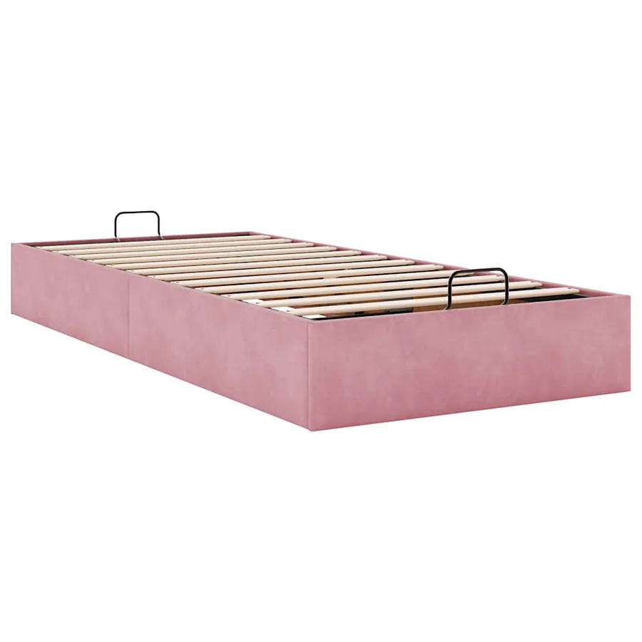 Cadre de lit ottoman sans matelas rose 90x190 cm velours - 6