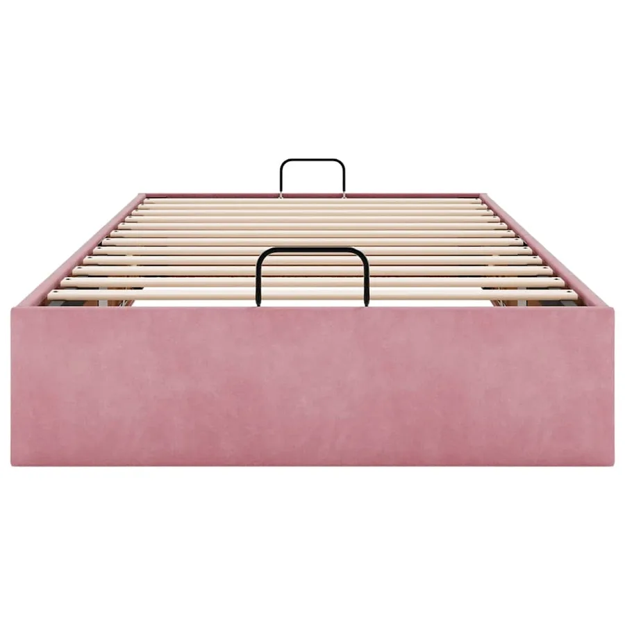 Cadre de lit ottoman sans matelas rose 90x190 cm velours - 7
