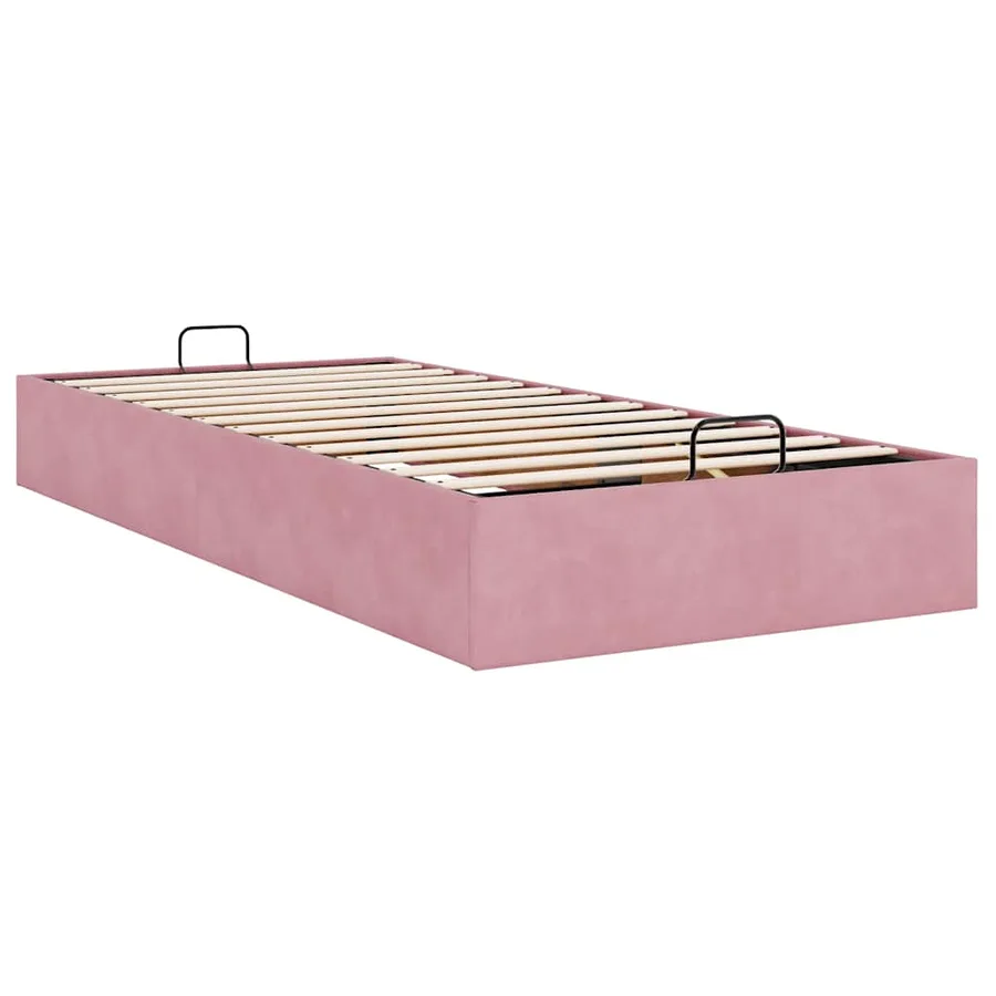 Cadre de lit ottoman sans matelas rose 90x190 cm velours - 9