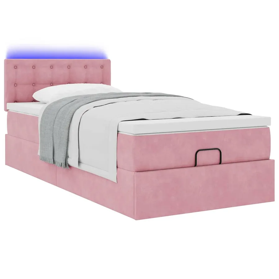 Cadre de lit ottoman avec matelas rose 90x190 cm velours - 6