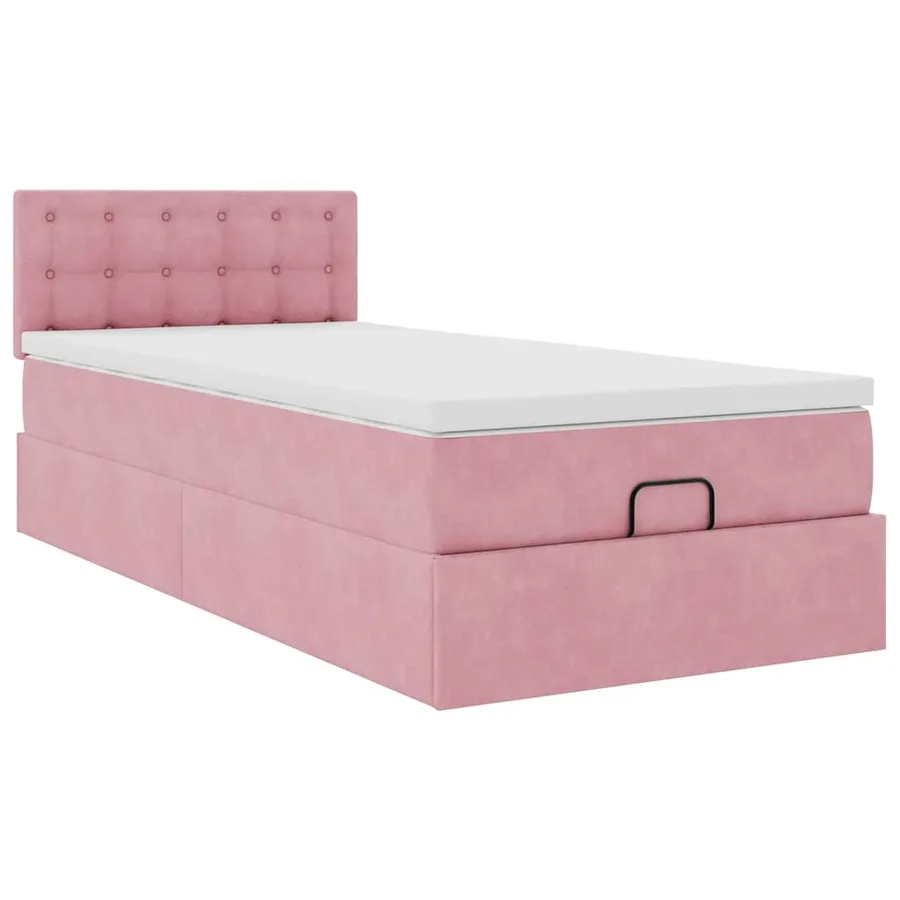Cadre de lit ottoman avec matelas rose 90x190 cm velours - 7