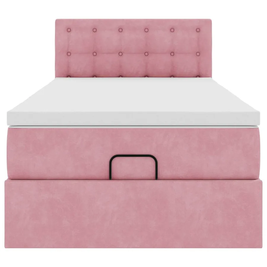 Cadre de lit ottoman avec matelas rose 90x190 cm velours - 8