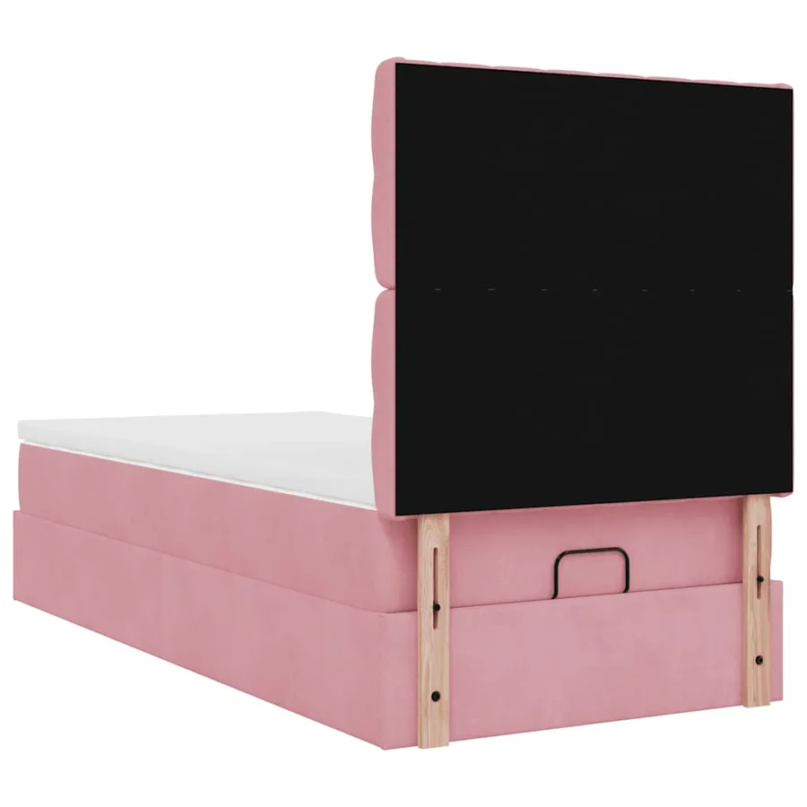 Cadre de lit ottoman avec matelas rose 90x190 cm velours - 9