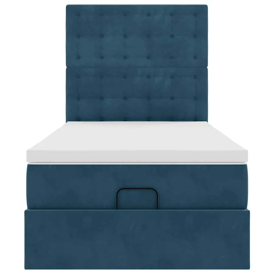 Cadre de lit ottoman avec matelas bleu foncé 90x190 cm velours - 8