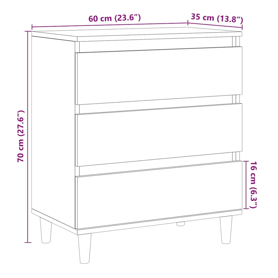 Buffet vieux bois 60x35x70 cm bois d'ingénierie - 10