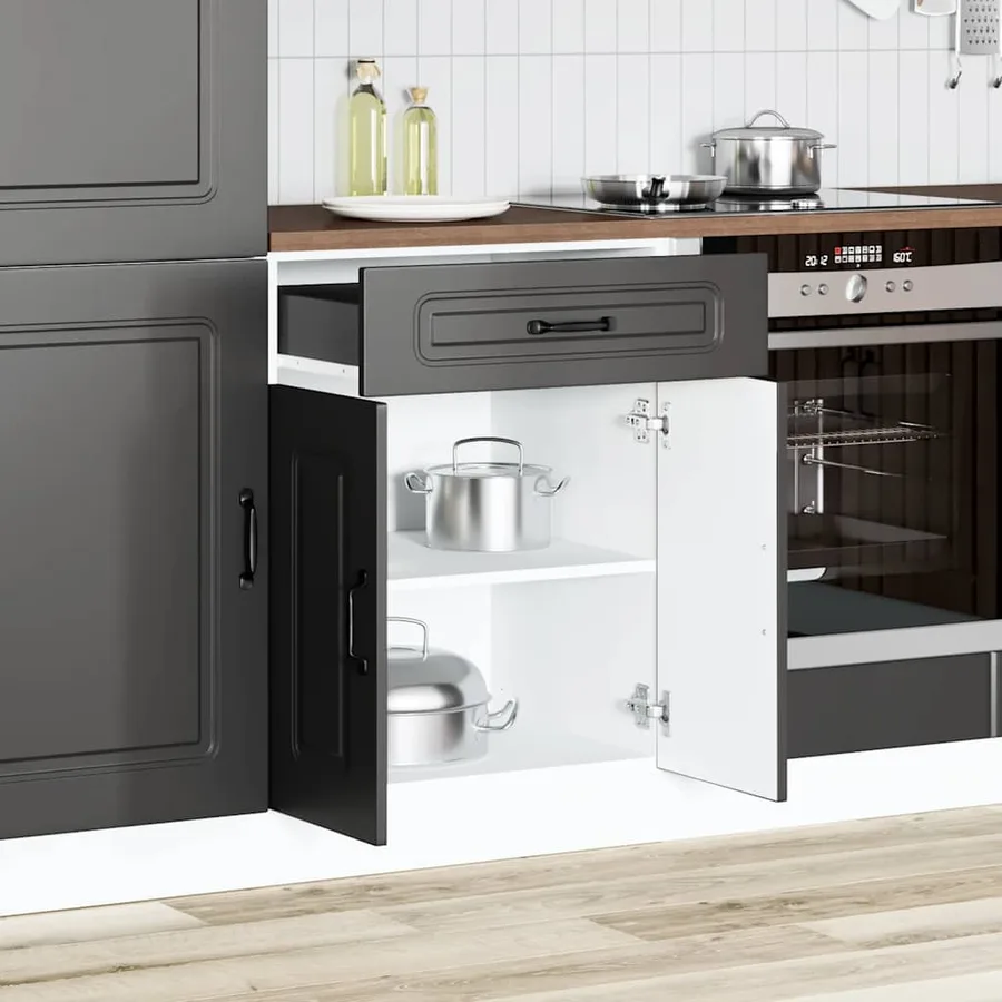 Armoire de cuisine Kalmar noir bois d'ingénierie - 3