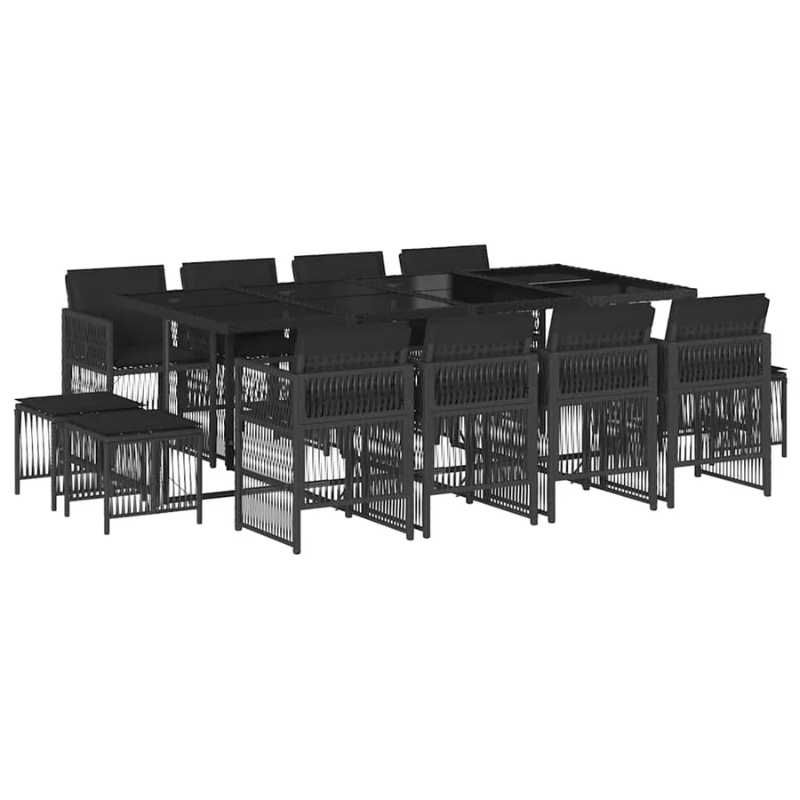 Ensemble à manger de jardin 13 pcs coussins noir résine tressée - 2