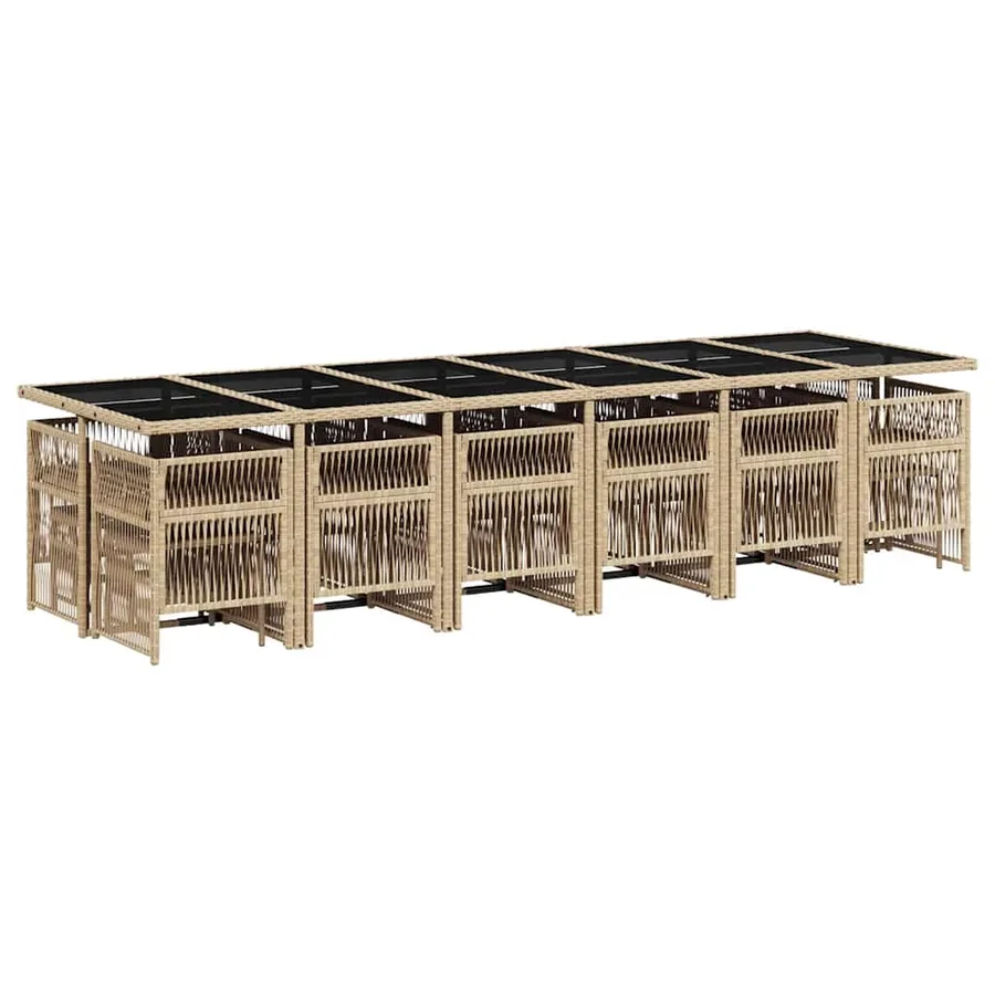 Ensemble à manger de jardin et coussins 17 pcs beige - 3