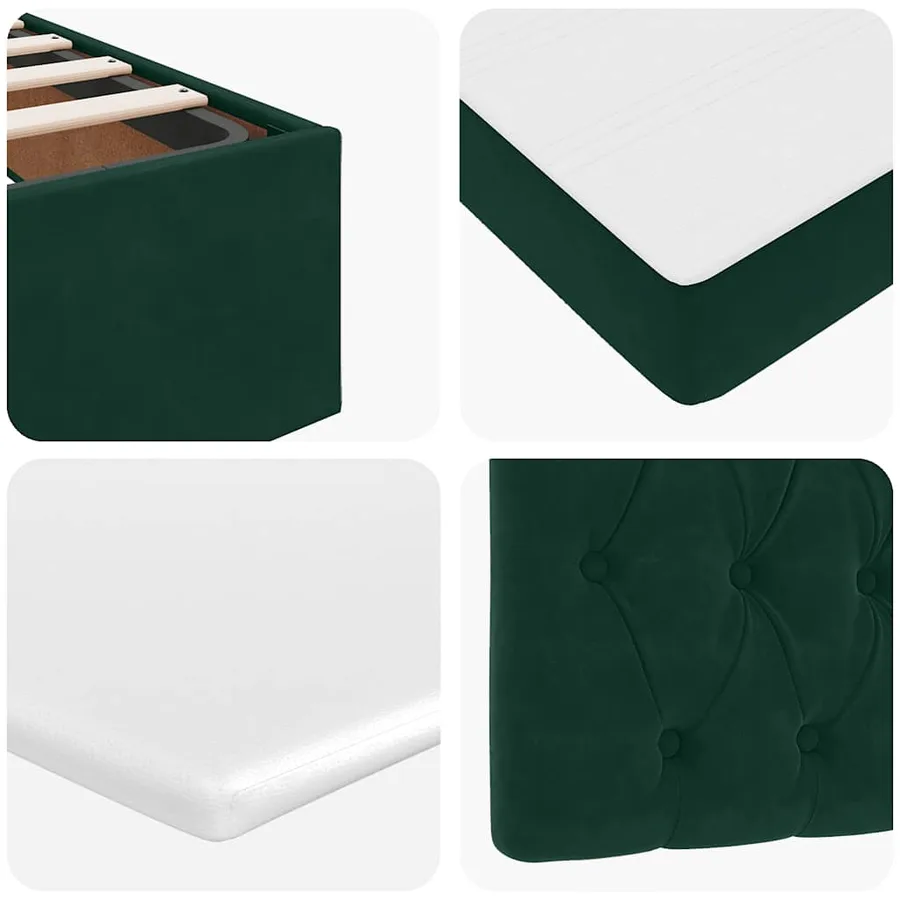Cadre de lit ottoman avec matelas vert foncé 90x190 cm velours - 14