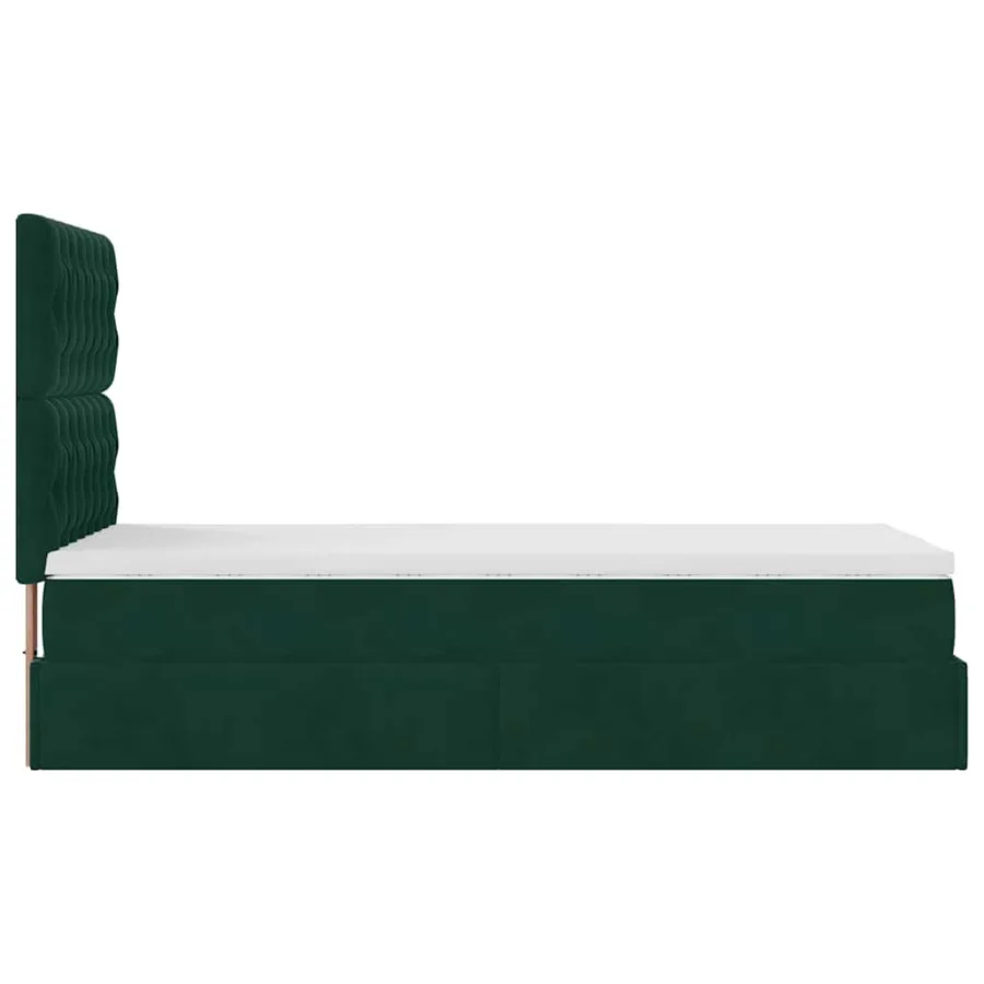 Cadre de lit ottoman avec matelas vert foncé 90x190 cm velours - 8