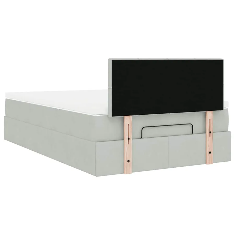 Cadre de lit ottoman et matelas gris clair 120x200 cm velours - 9