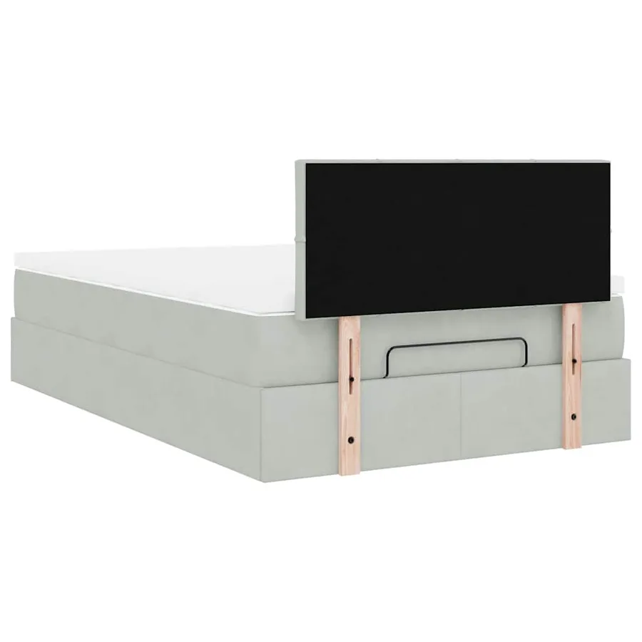 Cadre de lit ottoman et matelas gris clair 120x200 cm velours - 10