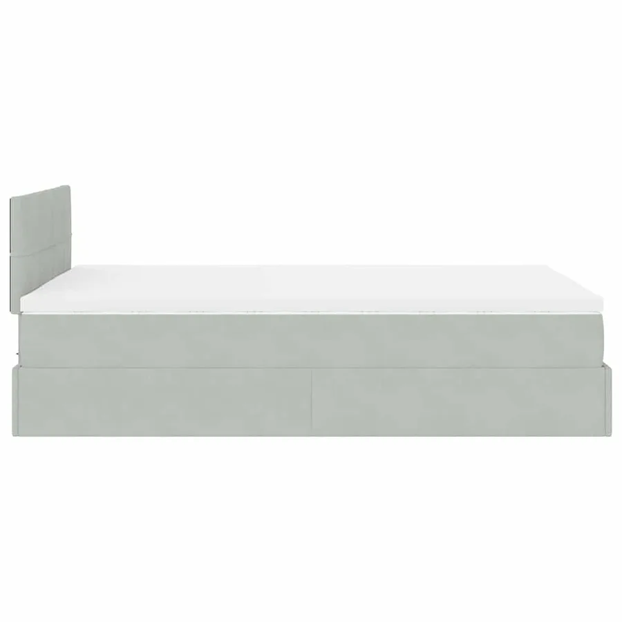 Cadre de lit ottoman et matelas gris clair 120x200 cm velours - 9
