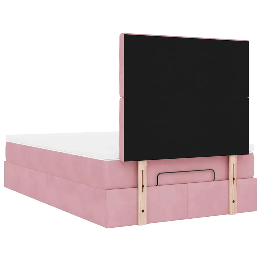 Cadre de lit ottoman avec matelas rose 120x190 cm velours - 10