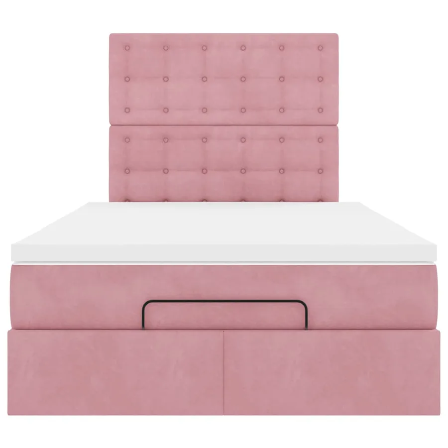 Cadre de lit ottoman avec matelas rose 120x190 cm velours - 8