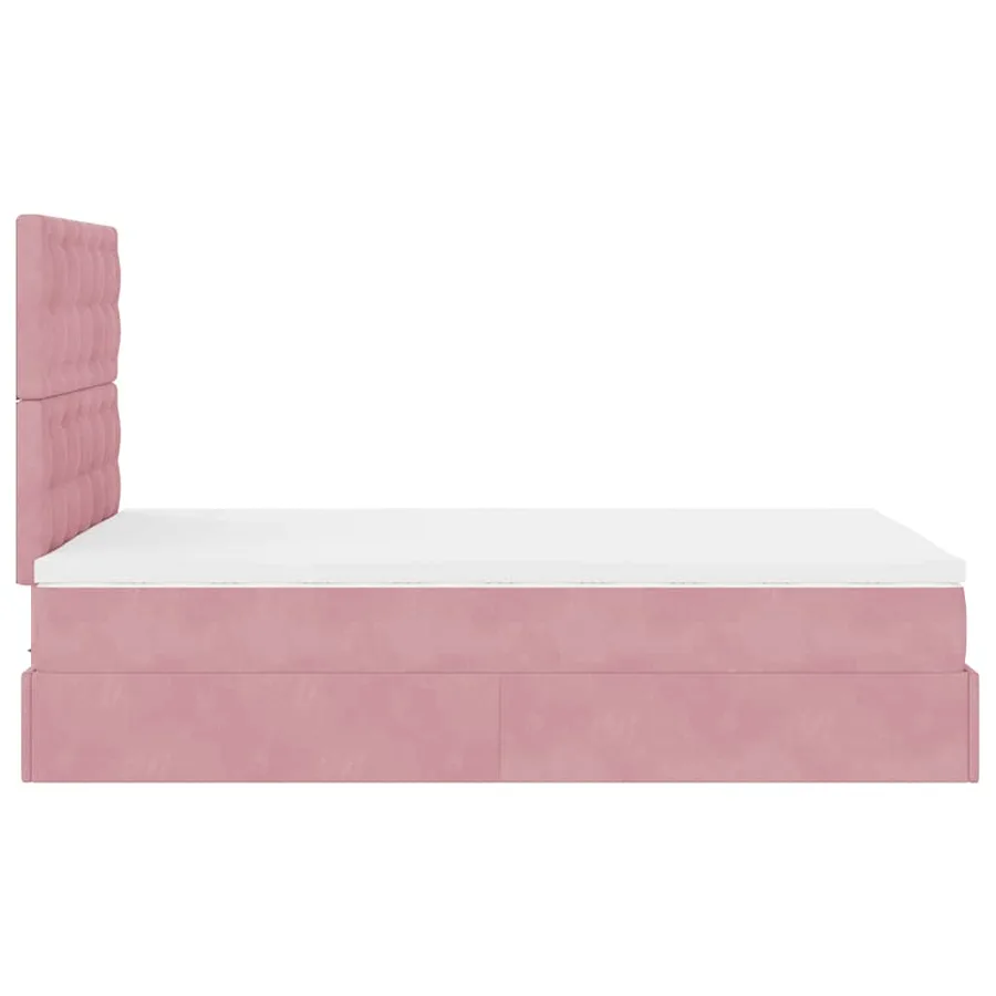 Cadre de lit ottoman avec matelas rose 120x190 cm velours - 9