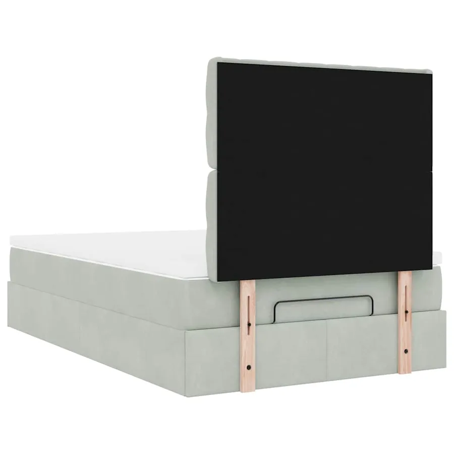 Cadre de lit ottoman et matelas gris clair 120x200 cm velours - 9
