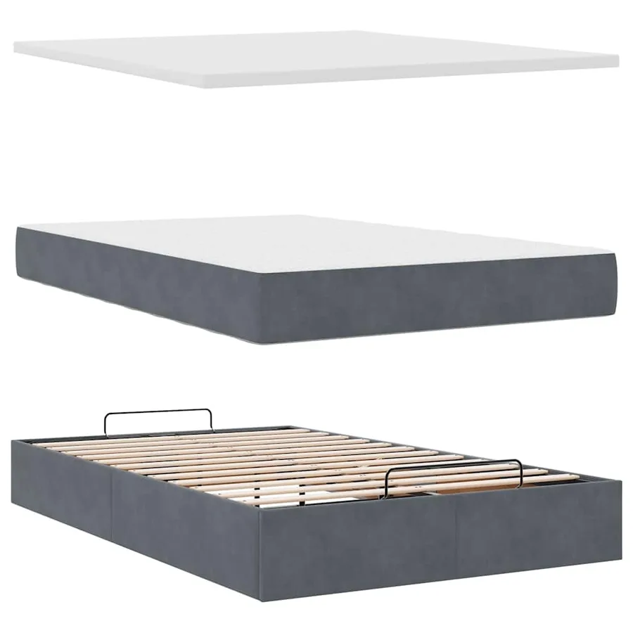 Lit ottoman avec matelas et LED gris foncé 90x200cm - 9