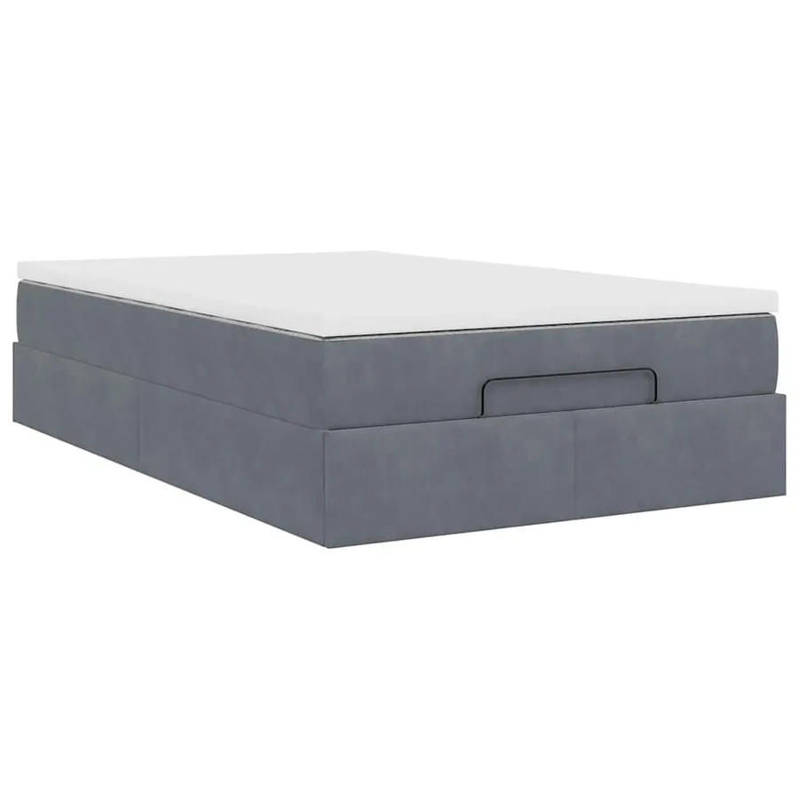 Lit ottoman avec matelas gris foncé 120x190 cm velours - 10