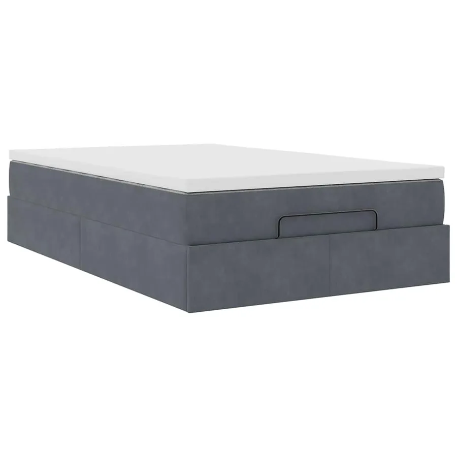 Lit ottoman avec matelas gris foncé 120x190 cm velours - 6