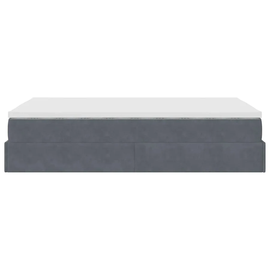 Lit ottoman avec matelas gris foncé 120x190 cm velours - 9