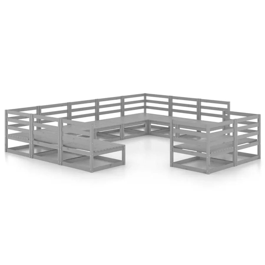 Salon de jardin 11 pcs bois de pin massif - 2