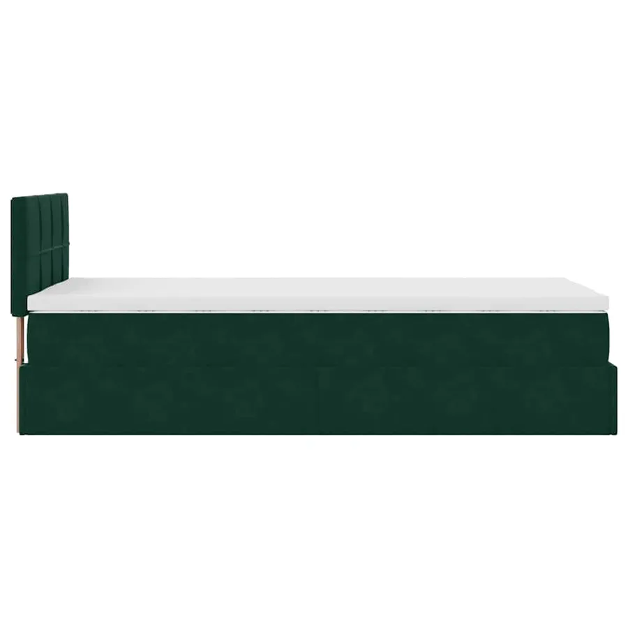 Cadre de lit ottoman avec matelas vert foncé 90x190 cm velours - 10