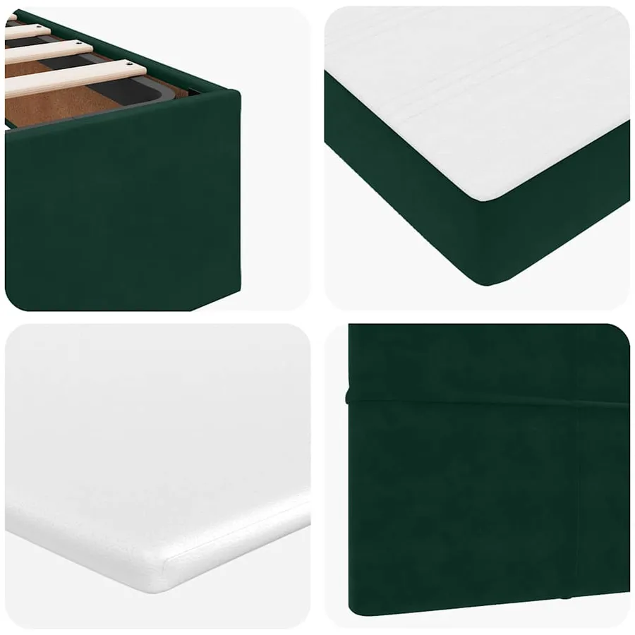 Cadre de lit ottoman avec matelas vert foncé 90x190 cm velours - 14