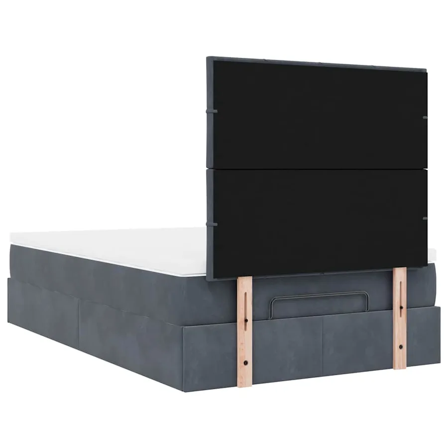 Cadre de lit ottoman avec matelas gris foncé 120x190 cm velours - 10