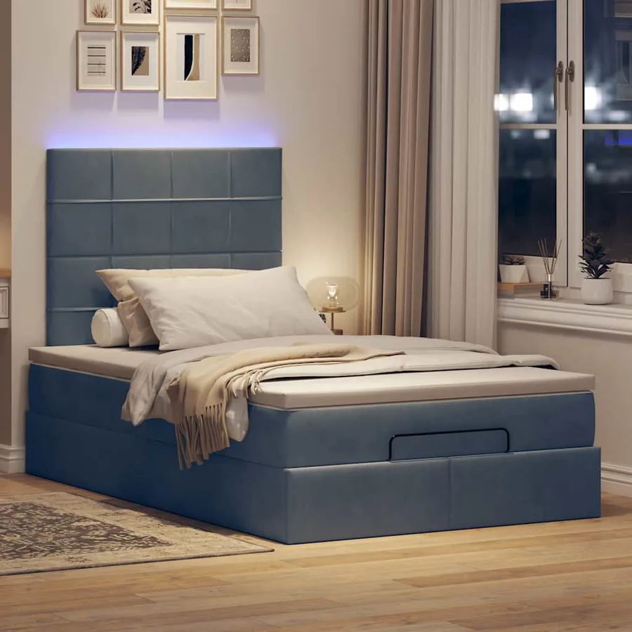Cadre de lit ottoman avec matelas gris foncé 120x190 cm velours - 3