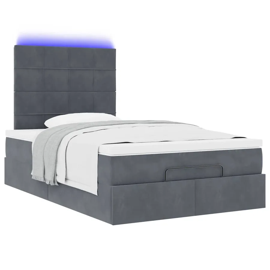 Cadre de lit ottoman avec matelas gris foncé 120x190 cm velours - 6