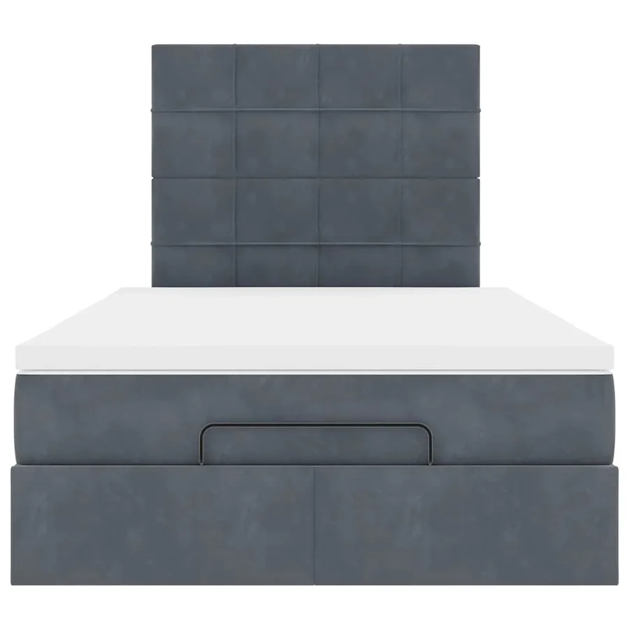 Cadre de lit ottoman avec matelas gris foncé 120x190 cm velours - 8