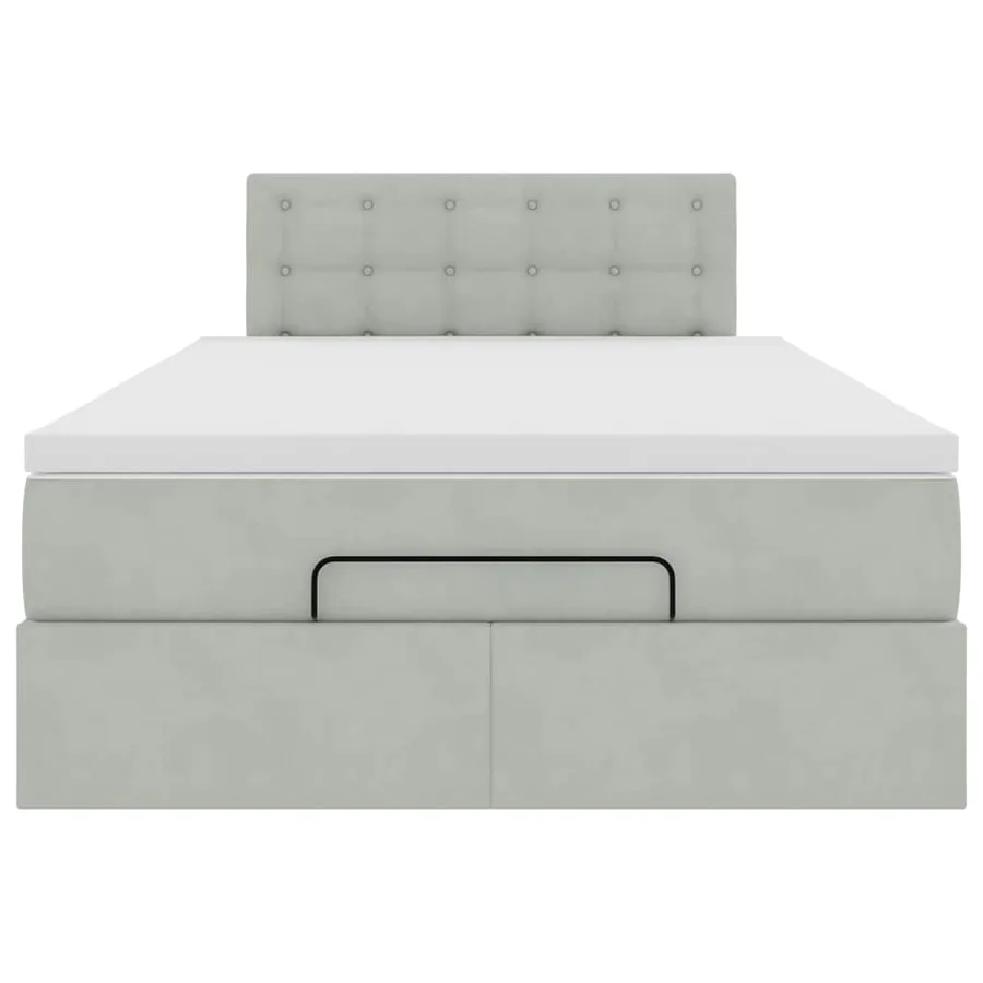 Cadre de lit ottoman et matelas gris clair 120x200 cm velours - 7