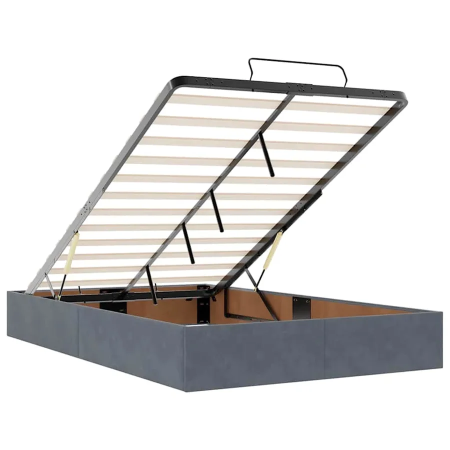 Lit ottoman avec matelas gris foncé 120x190 cm velours - 12