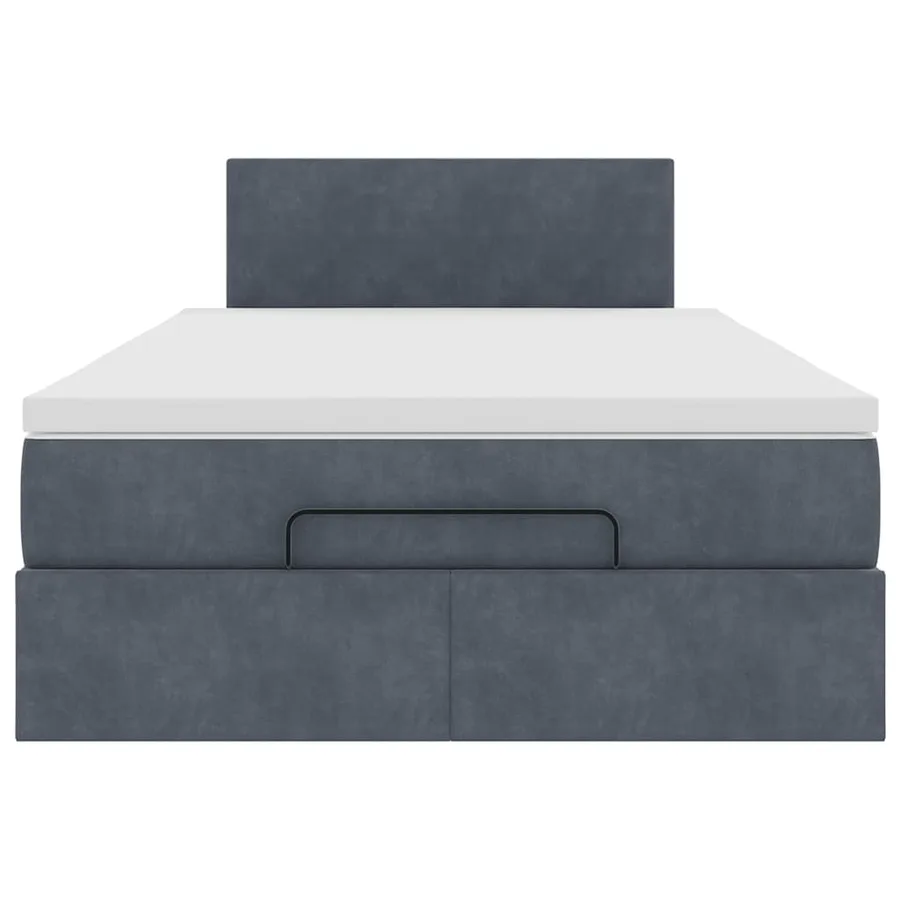 Lit ottoman avec matelas gris foncé 120x190 cm velours - 7