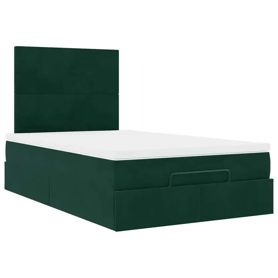 Cadre de lit ottoman avec matelas vert foncé 120x190 cm velours - 7