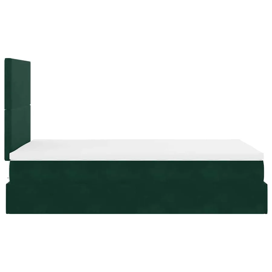 Cadre de lit ottoman avec matelas vert foncé 120x190 cm velours - 9
