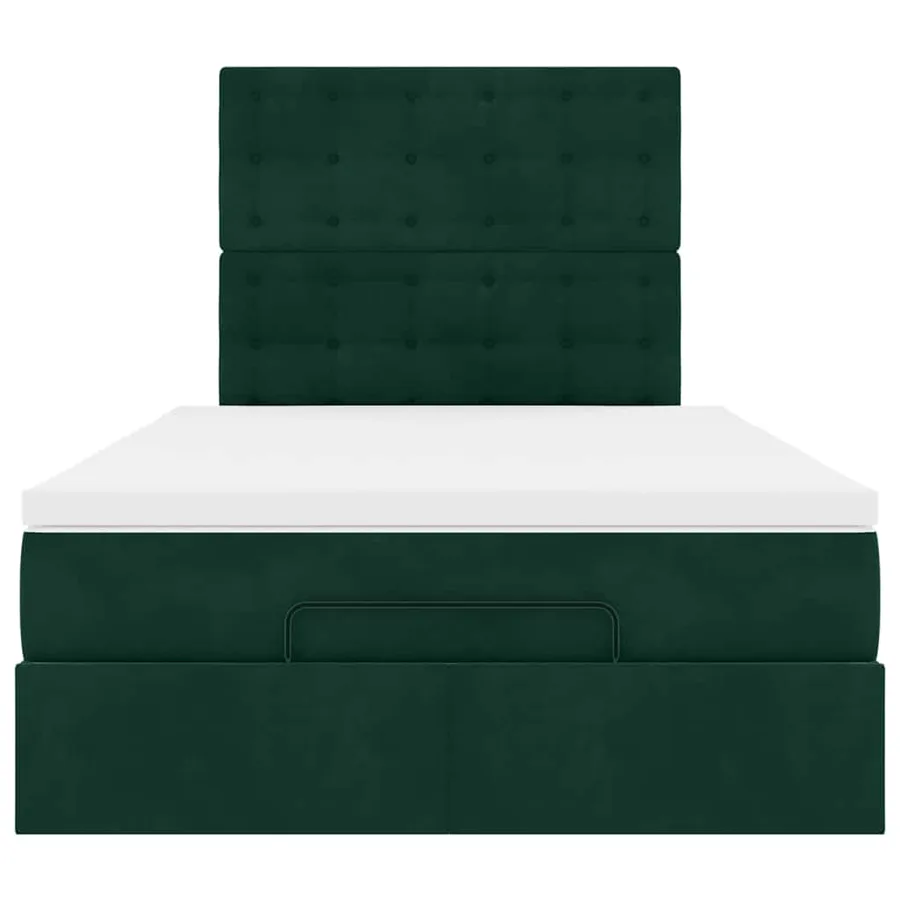 Cadre de lit ottoman avec matelas vert foncé 120x190 cm velours - 7