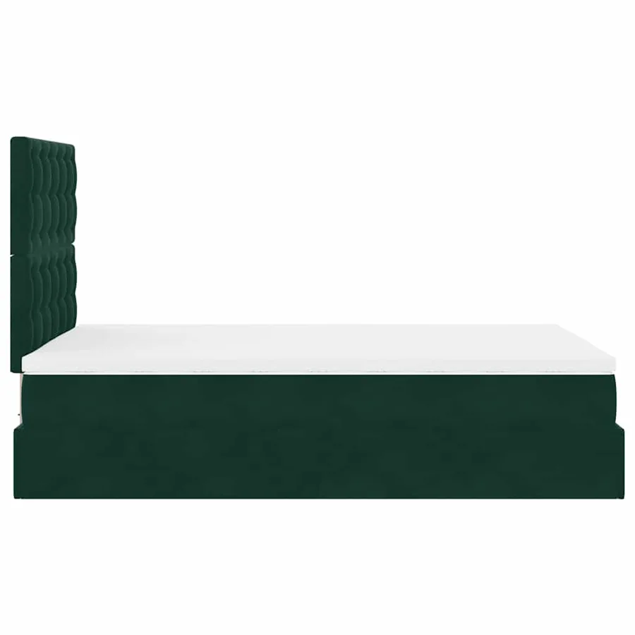 Cadre de lit ottoman avec matelas vert foncé 120x190 cm velours - 8