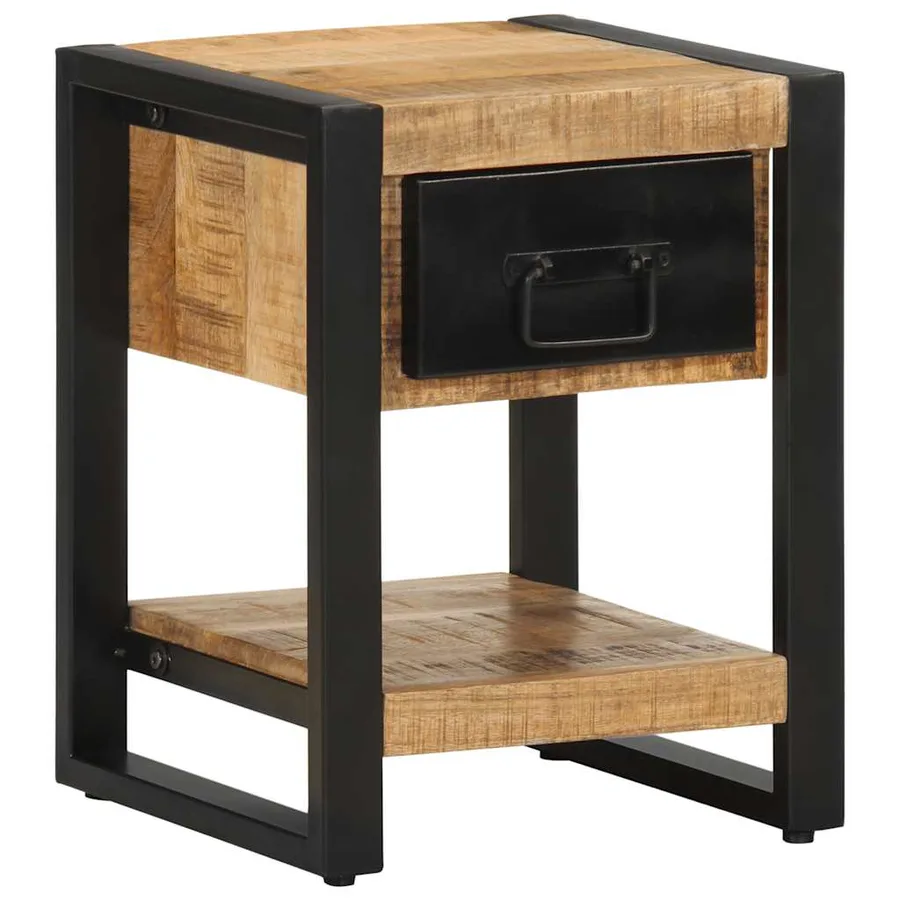 Tables de chevet 2 pcs bois de manguier massif brut - 3