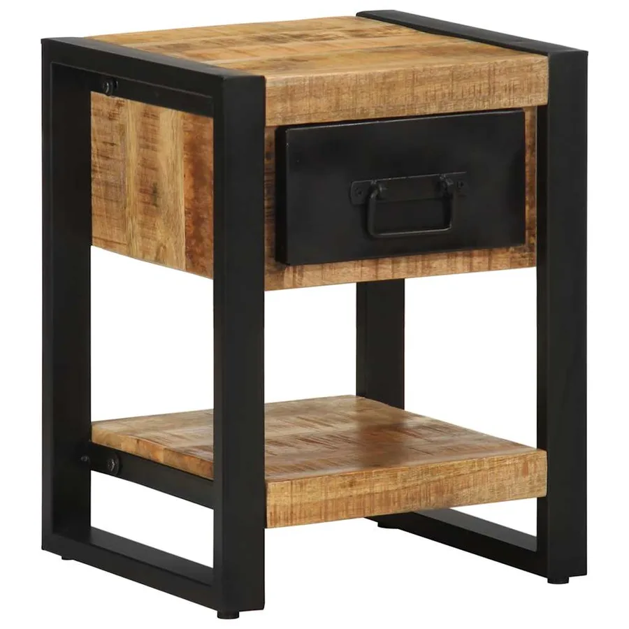Tables de chevet 2 pcs bois de manguier massif brut - 4