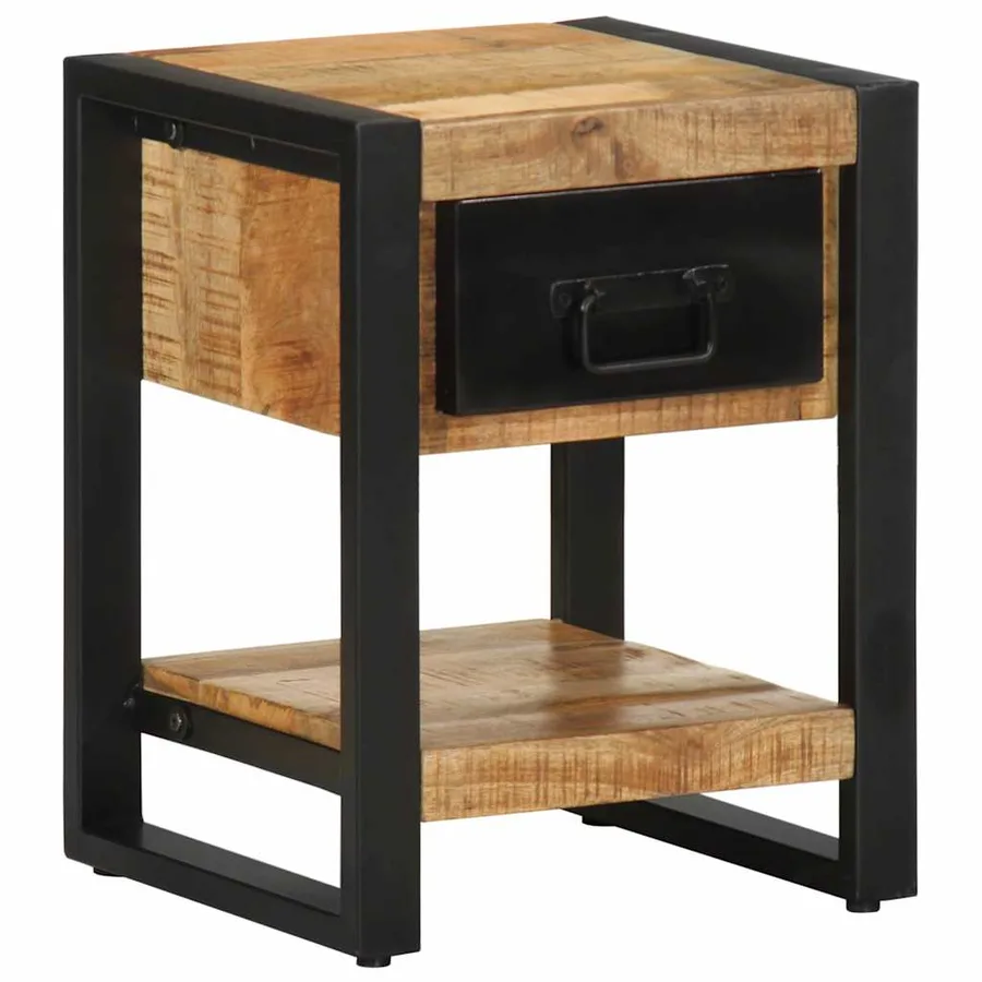 Tables de chevet 2 pcs bois de manguier massif brut - 5