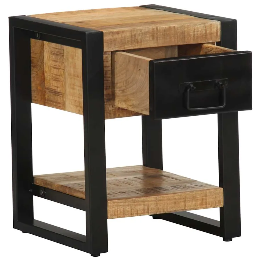 Tables de chevet 2 pcs bois de manguier massif brut - 6