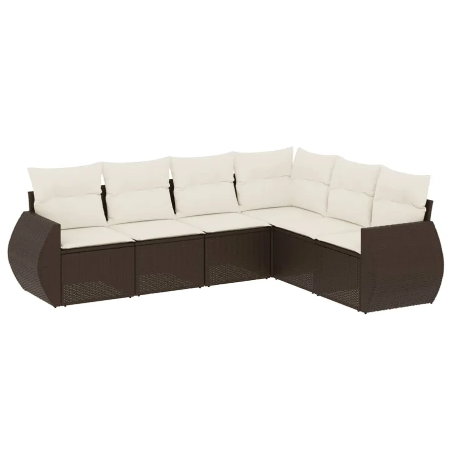 Salon de jardin avec coussins 6 pcs marron résine tressée - 2